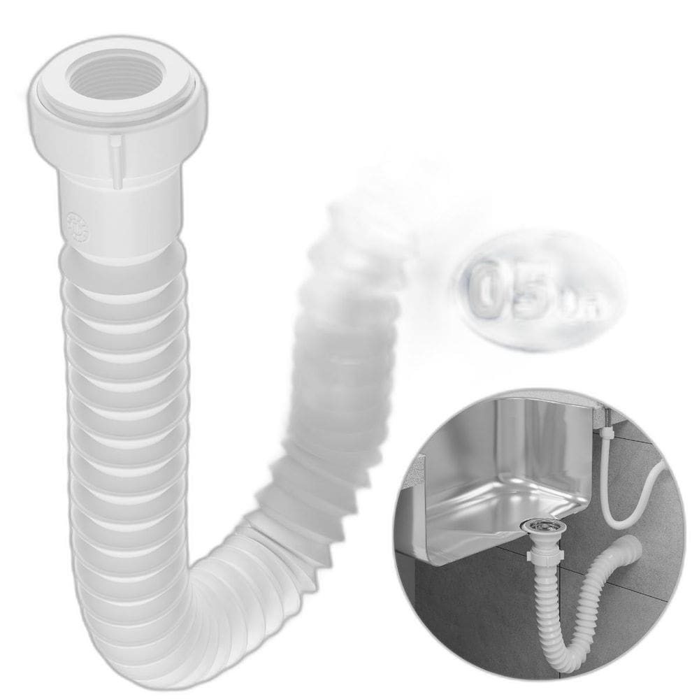 Sifão Sanfonado Universal 110Cm Branco Astra Kit Com 5 Un