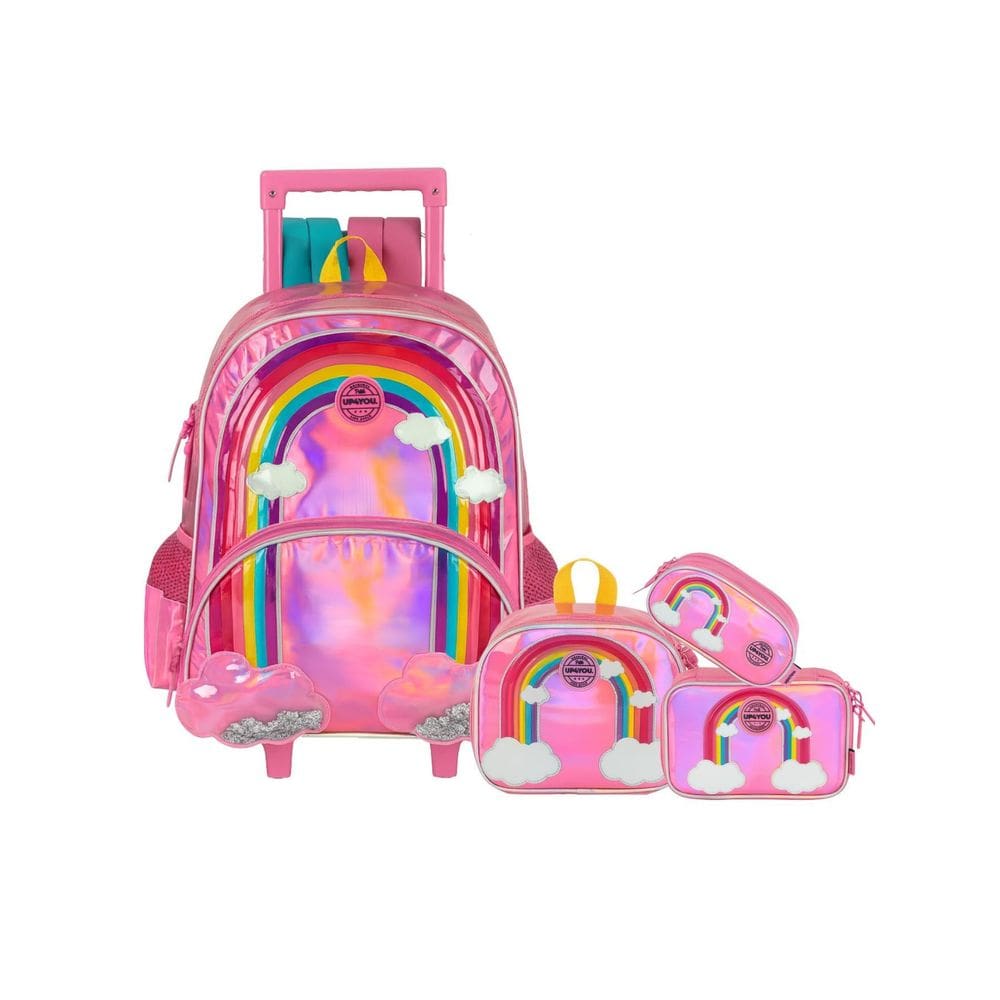 Kit Up4You Mochila Rodas Lancheira Estojo Box E Triplo