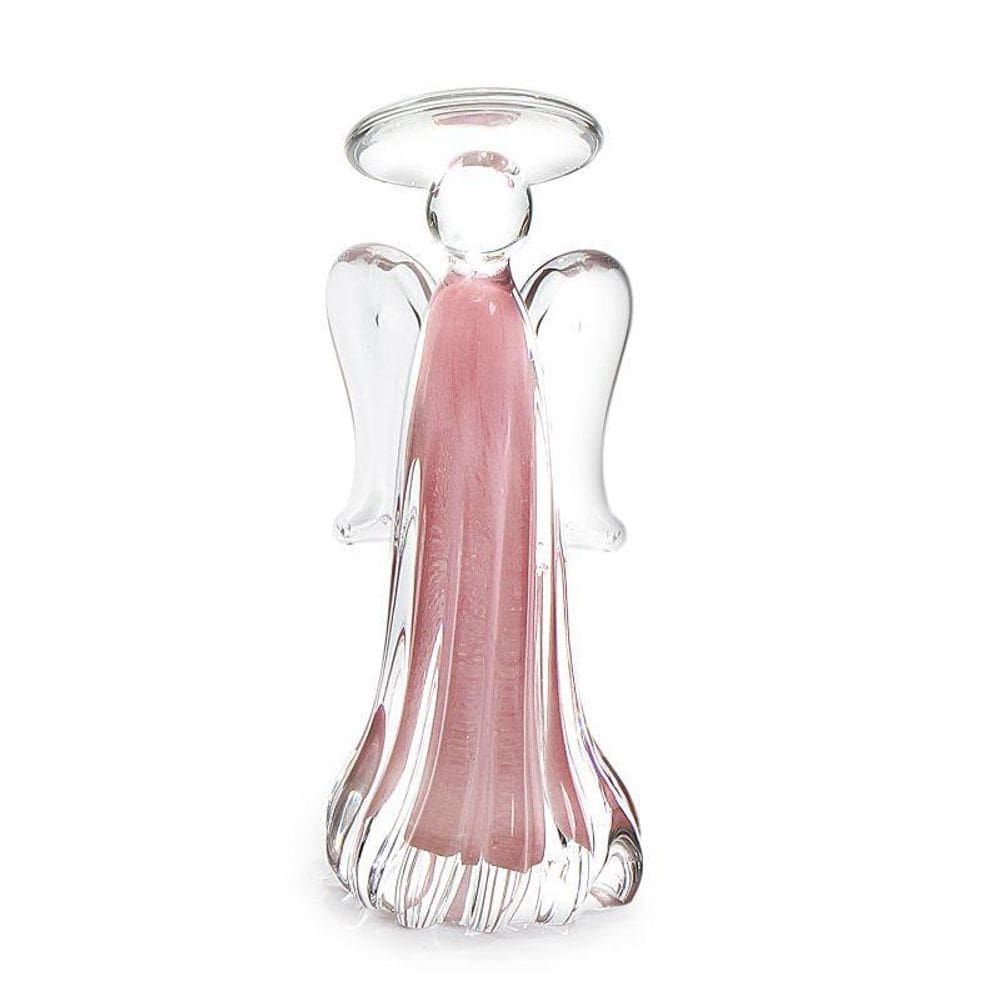 Anjo Em Cristal Murano Rosa - São Marcos 21Cm