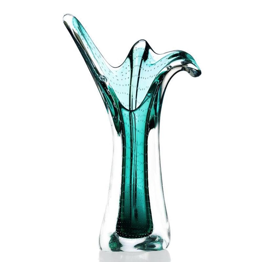 Vaso Em Cristal Murano Esmeralda - São Marcos 52Cm