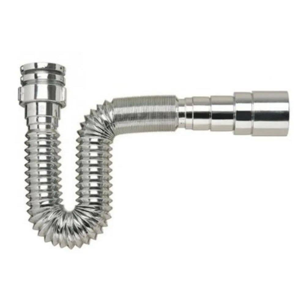 2X Sifão Tubo Extensivo Universal Metalizado 70Cm Cor Pratea