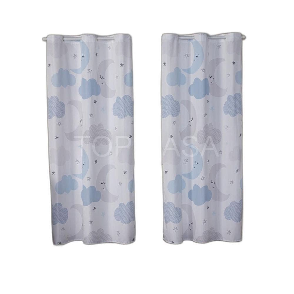 Cortina Infantil Quarto Sala Decoração Nuvem Azul 300X220Cm