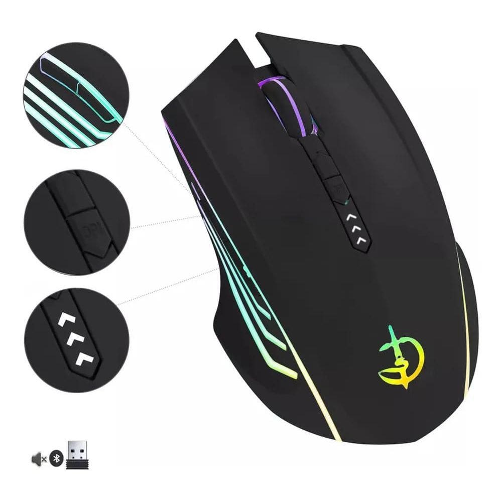 Mouse Sem Fio Bluetooth Recarregável Gamer Ergonômico 2.4G