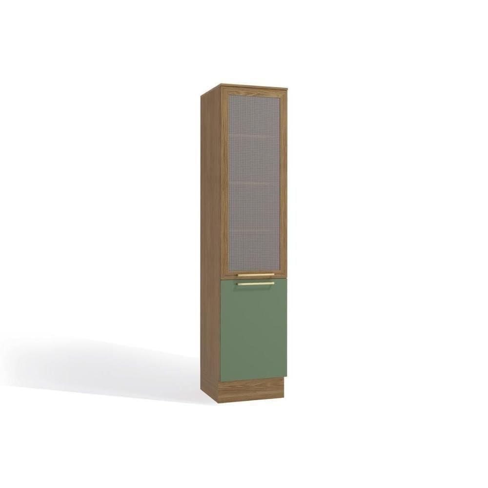 Paneleiro De Cozinha Modulado Botanic M626 C/ 2 Portas C/ 1 Tela Nogueira/verde Oliva - Kappesberg