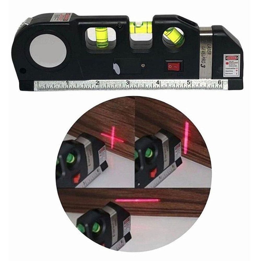 Nível A Laser 3 Linhas Cruz Com Trena Régua Construção