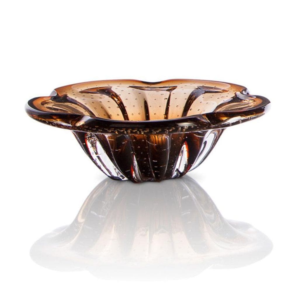 Centro De Mesa Em Cristal Murano Marrom - São Marcos 24Cm