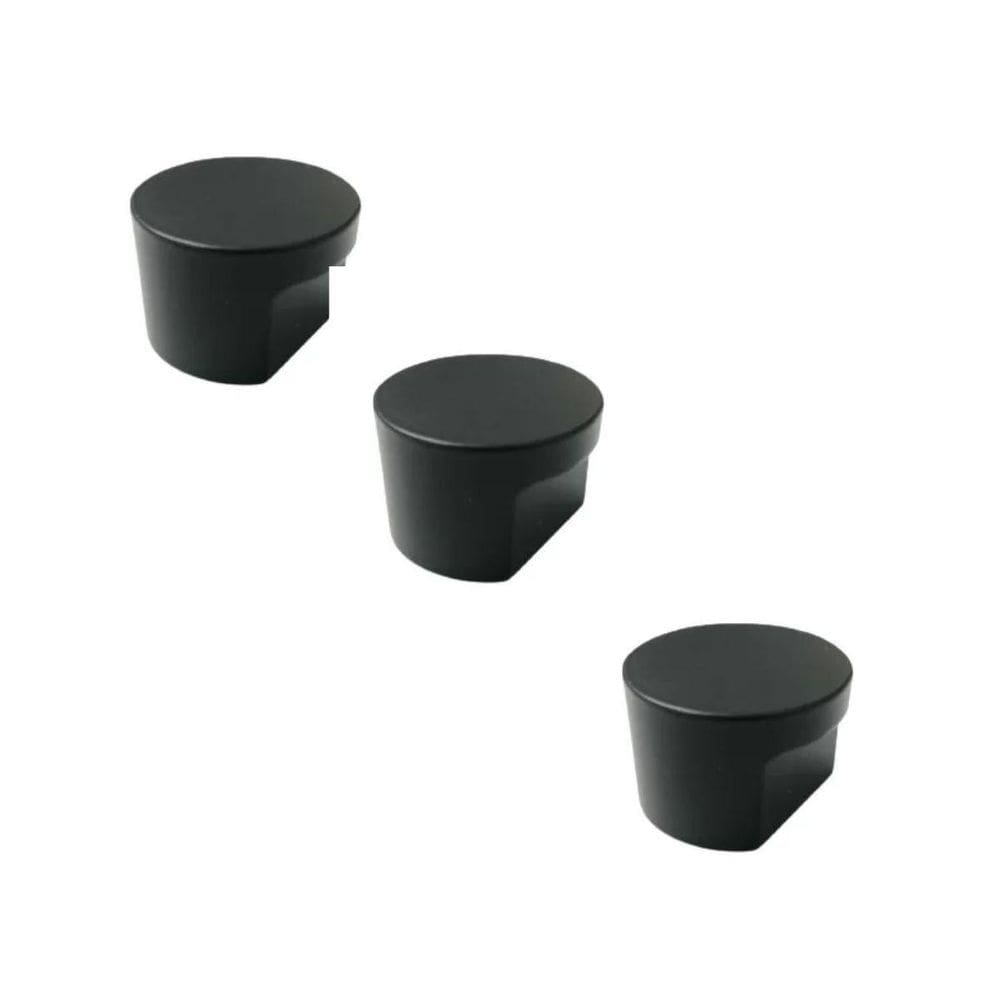 Kit 3 Puxador Moveis Radio Medio 16Mm Preto Zen Ponto