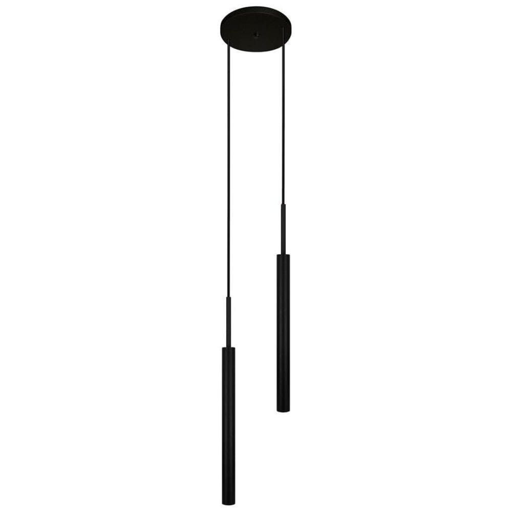 Luminária Pendente Teto Tubo Duplo Quarto Sala Cama Preto