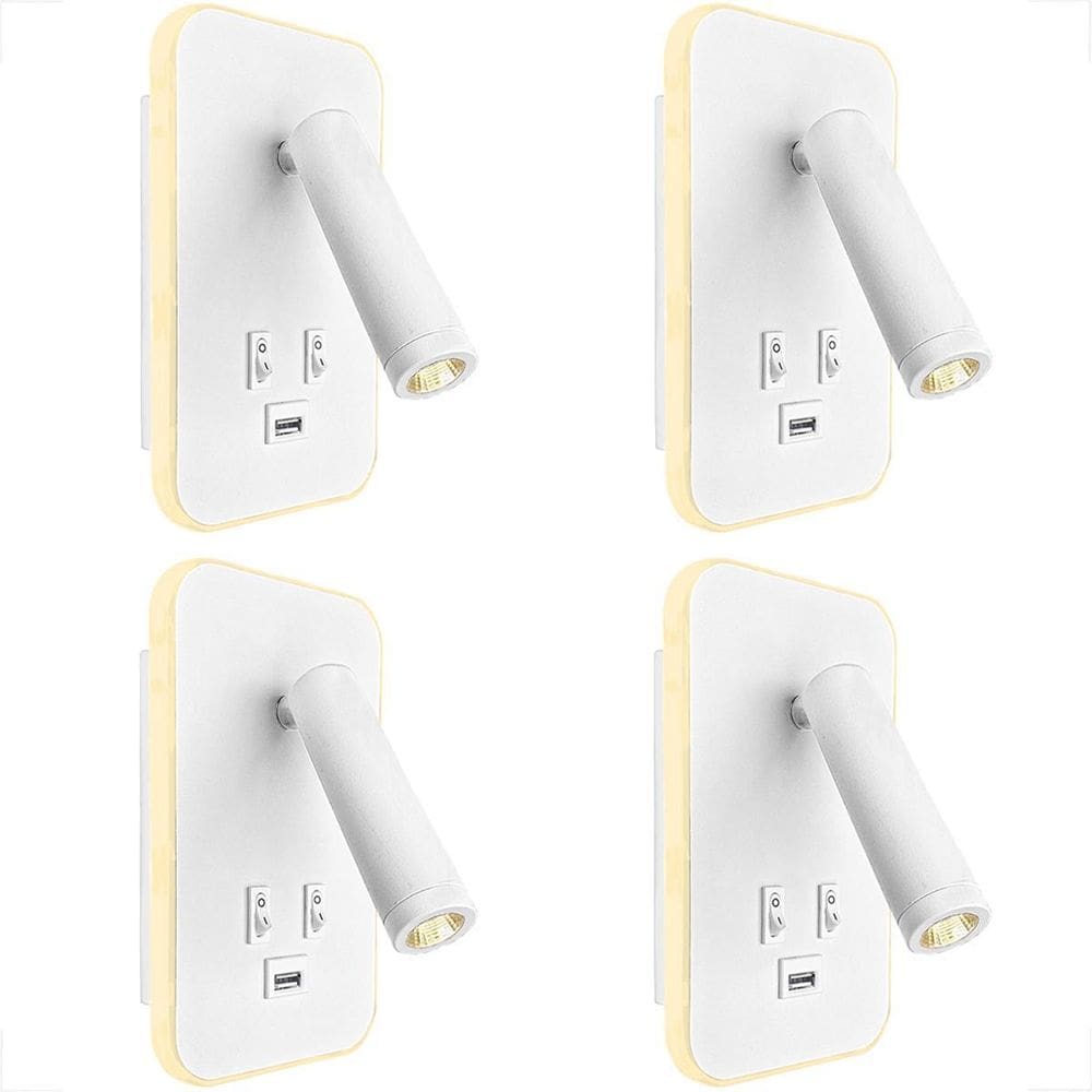 4 Arandela Parede Led Direcionável Com Usb Interruptor Bet79