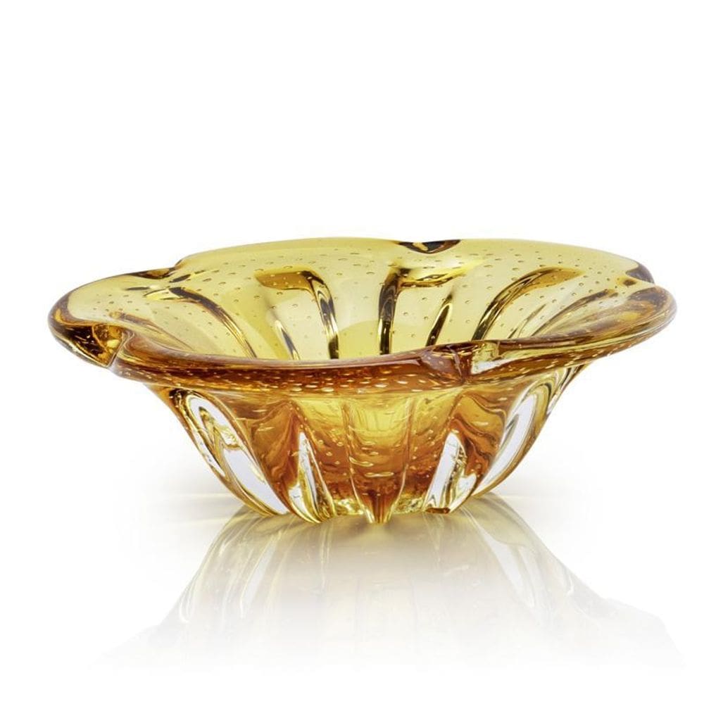 Centro De Mesa Em Cristal Murano Âmbar - São Marcos 24Cm