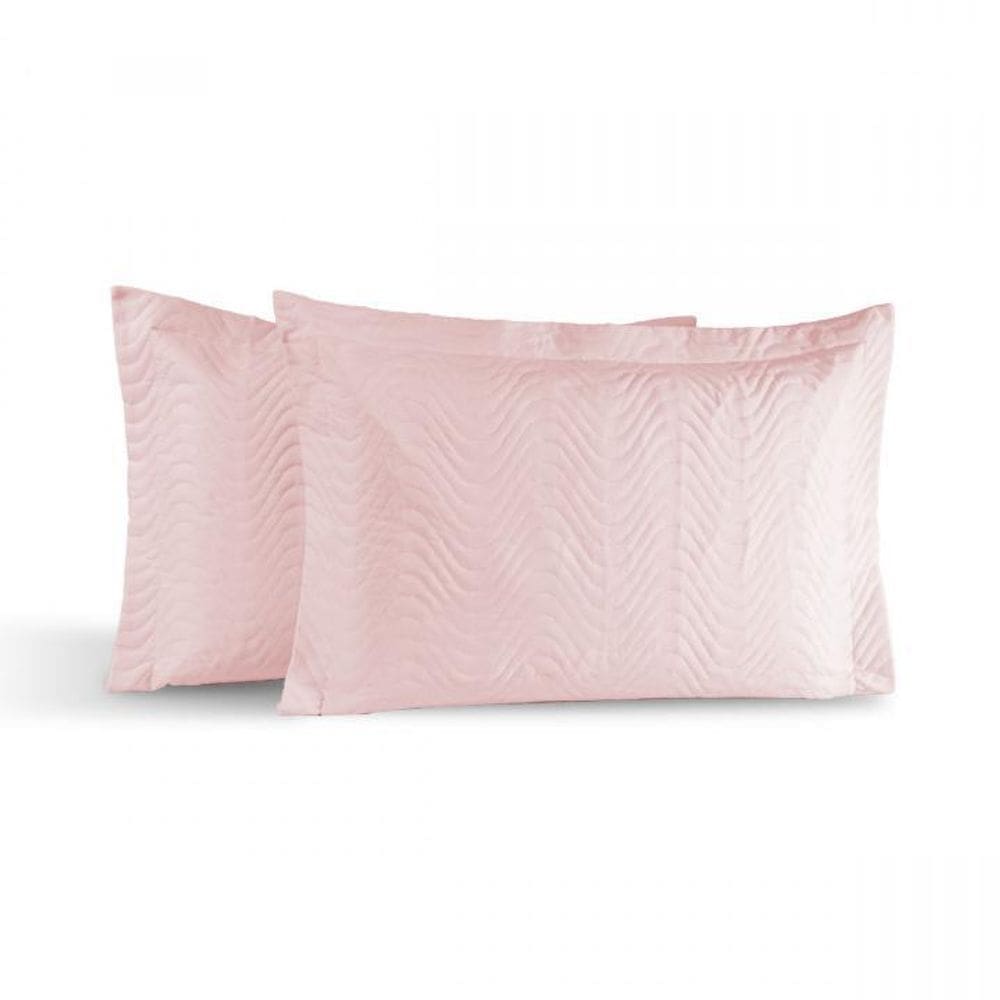 Kit 02 Portas Travesseiros Percal 200 Fios Algodão Gold Rosê