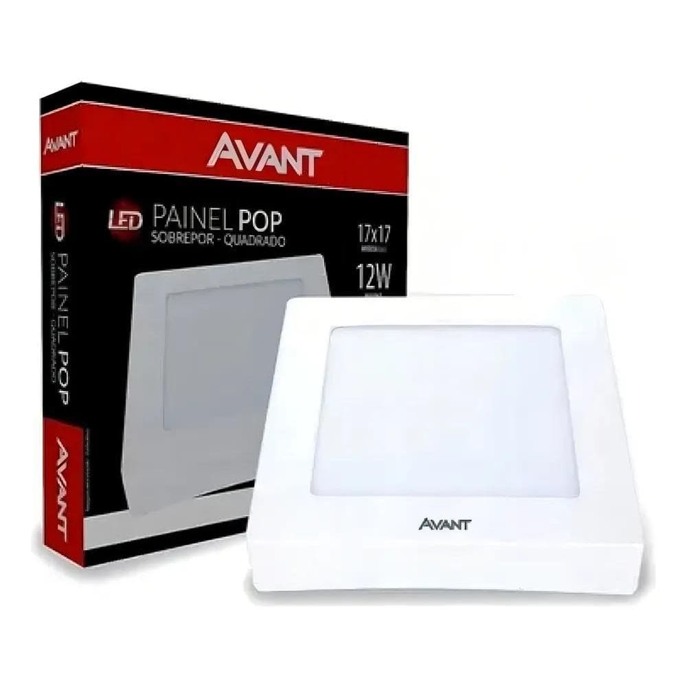 2X Kit 3 Painel Plafon Led 12W Quadrado Sobrepor Avant 6500K