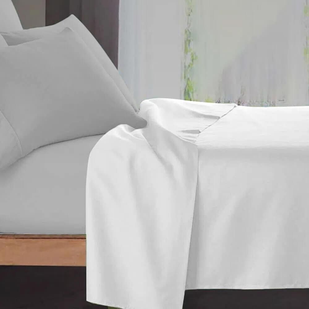 Lençol King 180 Fios Algodão Sem Elástico Linea Branco