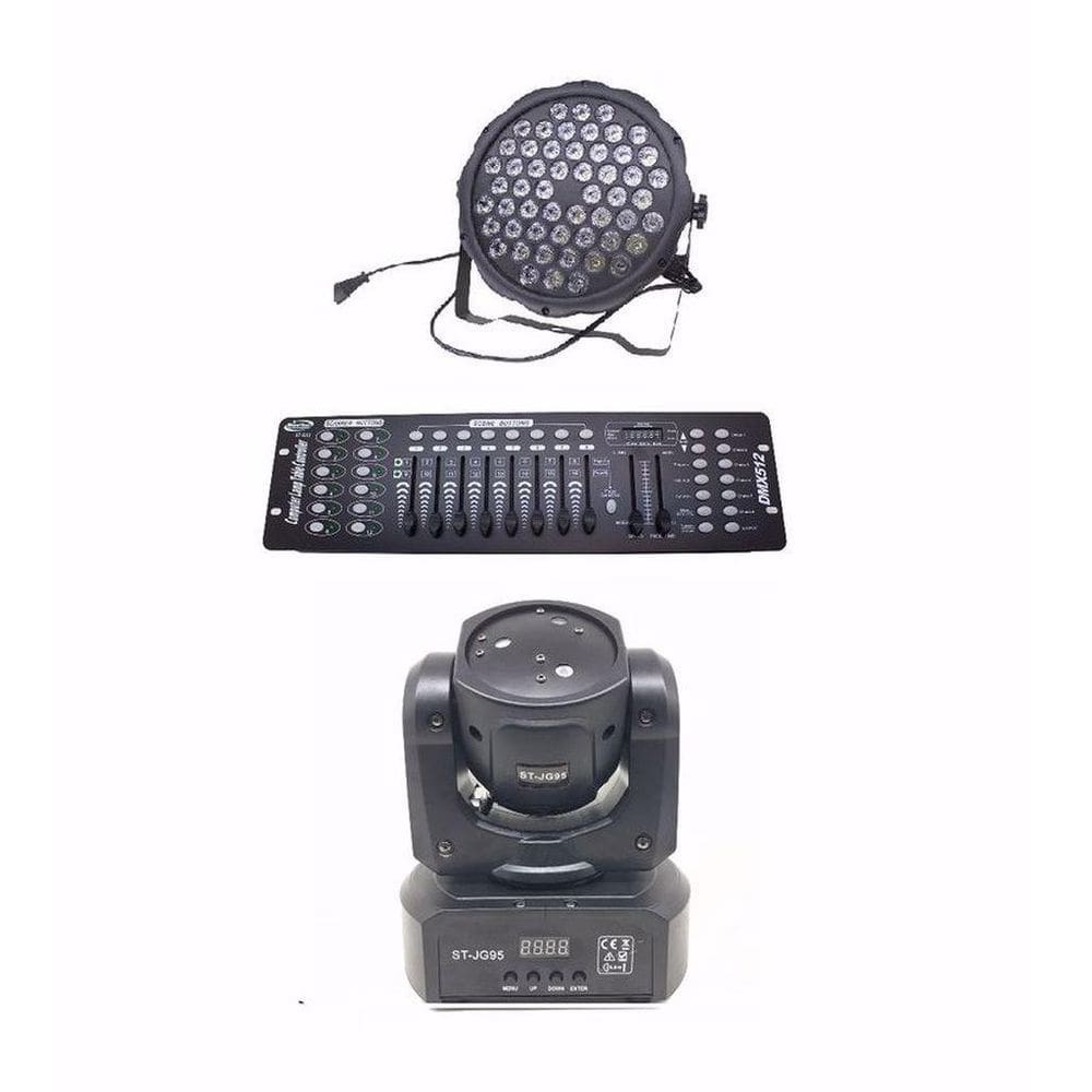 Kit 1Par Led Slim 54X3W 1Mini Laser Beam Rgb 60W Dmx 512