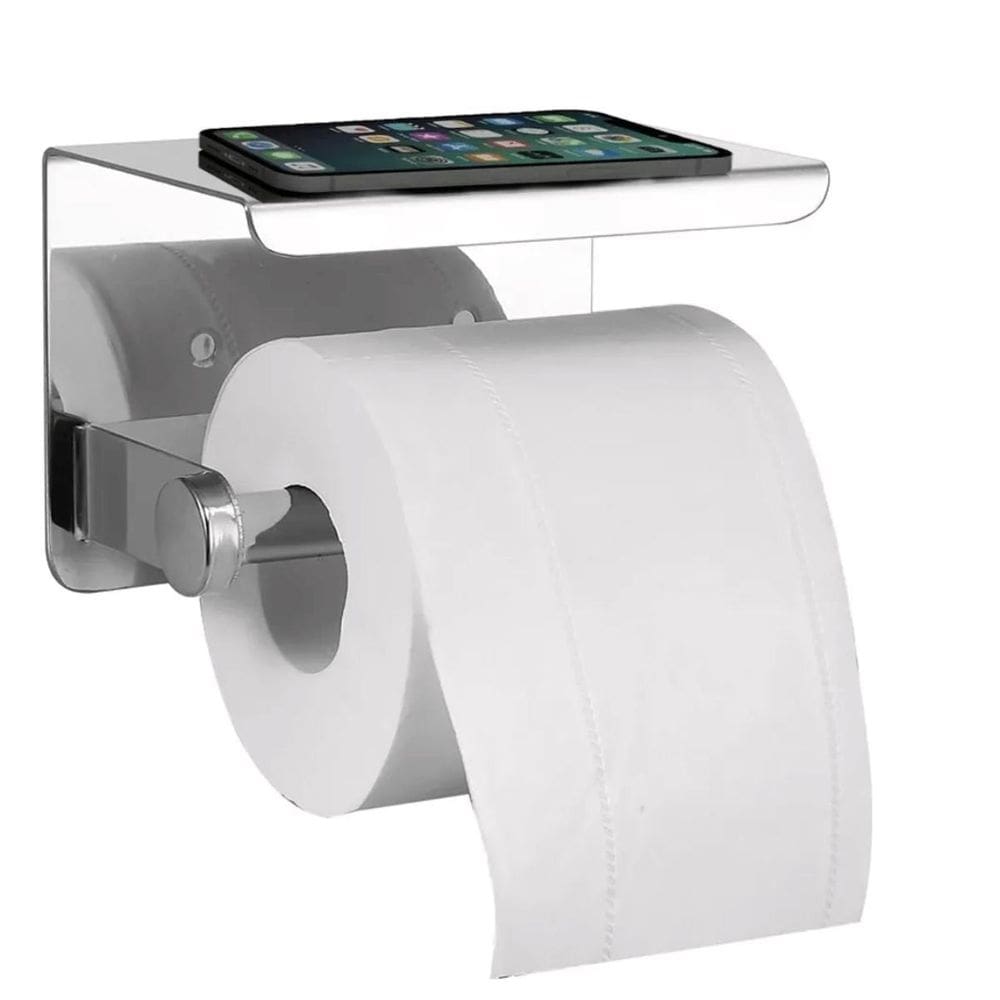 Suporte Porta Papel Higiênico Inox Parede Banheiro Apoio