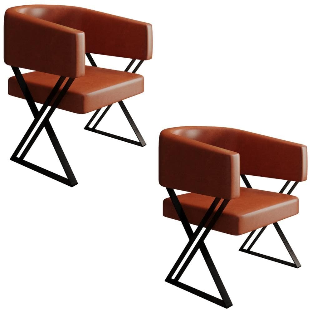 Kit 2 Poltronas Mirela Pes Metal Corino VConcept