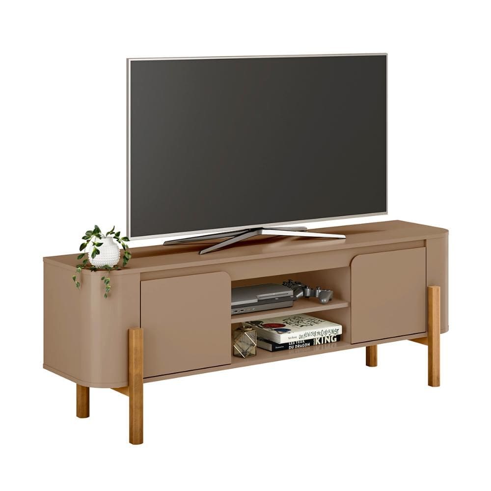 Rack Camburi Sala TV até 65 Polegadas com Pés Madeira Maciça