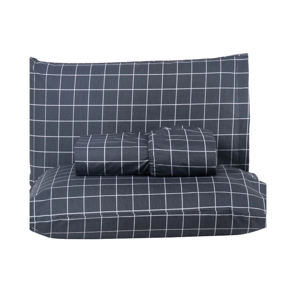 Jg Lençol Solteiro Chess Percal 200 Fios 2pç 80% Algodão 20% Poliéster - Cinza_esc