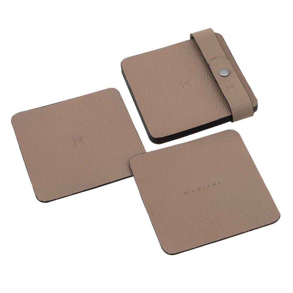 Porta-Copos Descanso De Mesa Com 6 Peças Em Couro Mariart