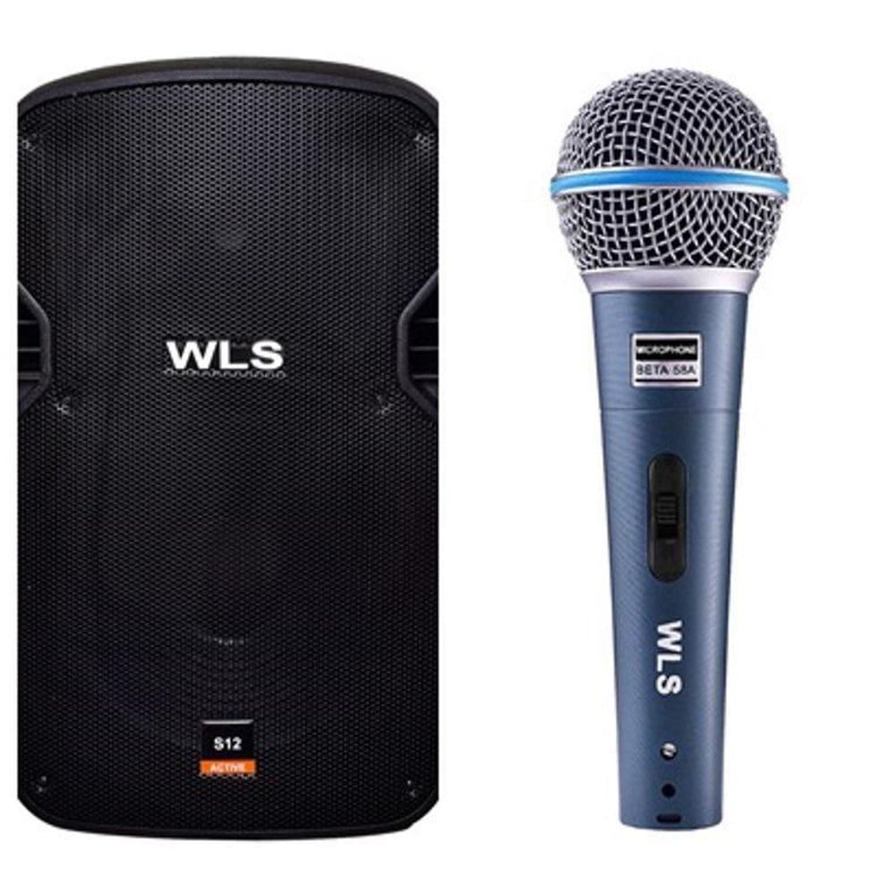 Caixa Acústica WLS S12  Ativa com Bluetooth + Microfone M58A