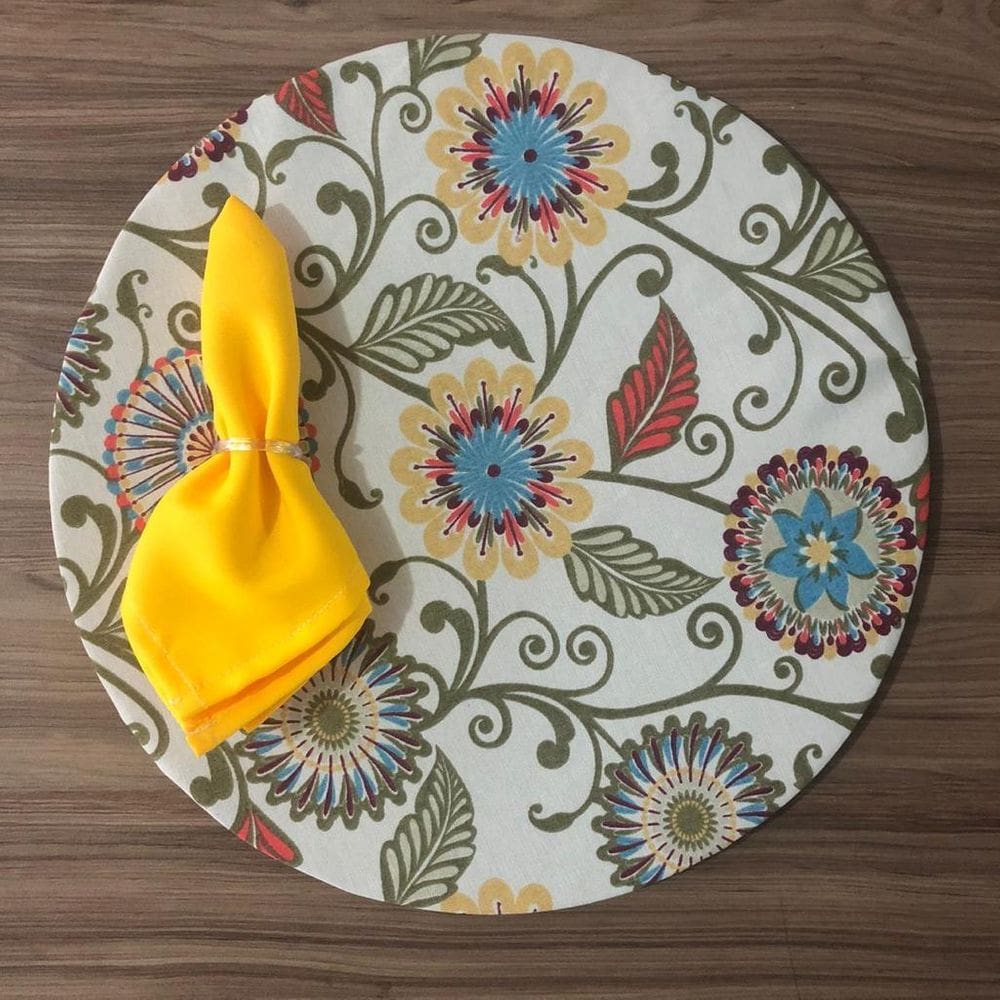 Jogo De Sousplat De Tecido 6 Lugares Completos Amarelo