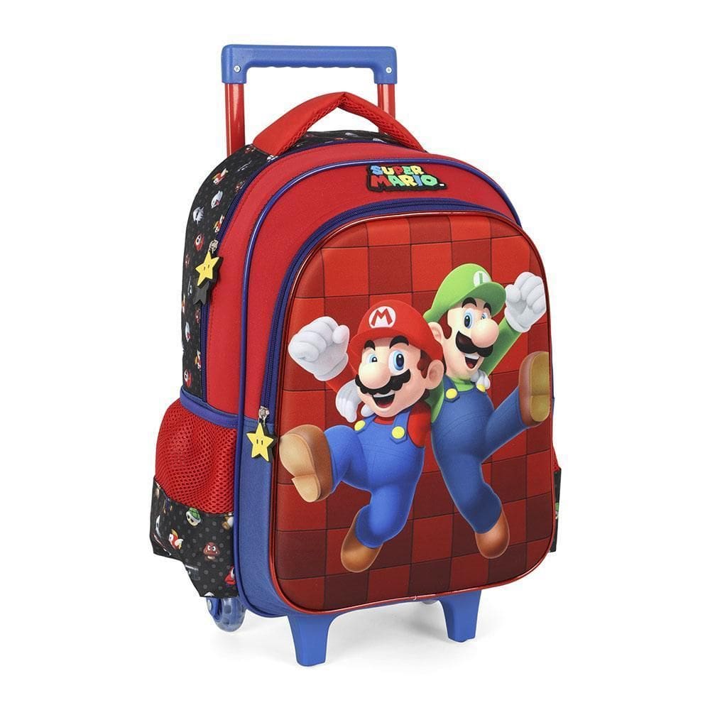 Mochila Rodinha 16 Escolar Super Mario E Luigi Luxcel