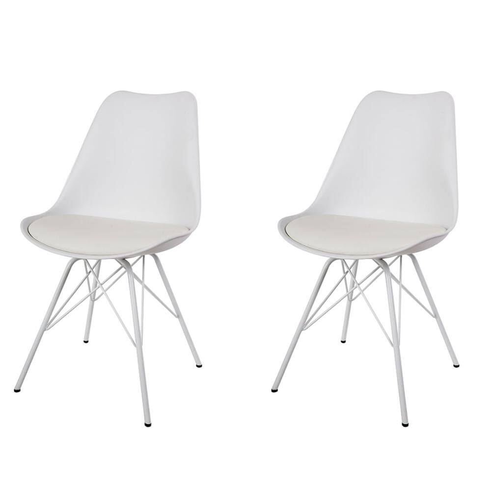 Kit 4 Cadeiras ANM6065F Eames Saarinen Joly Anima Office Polipropileno Branco Base Ferro Branco
