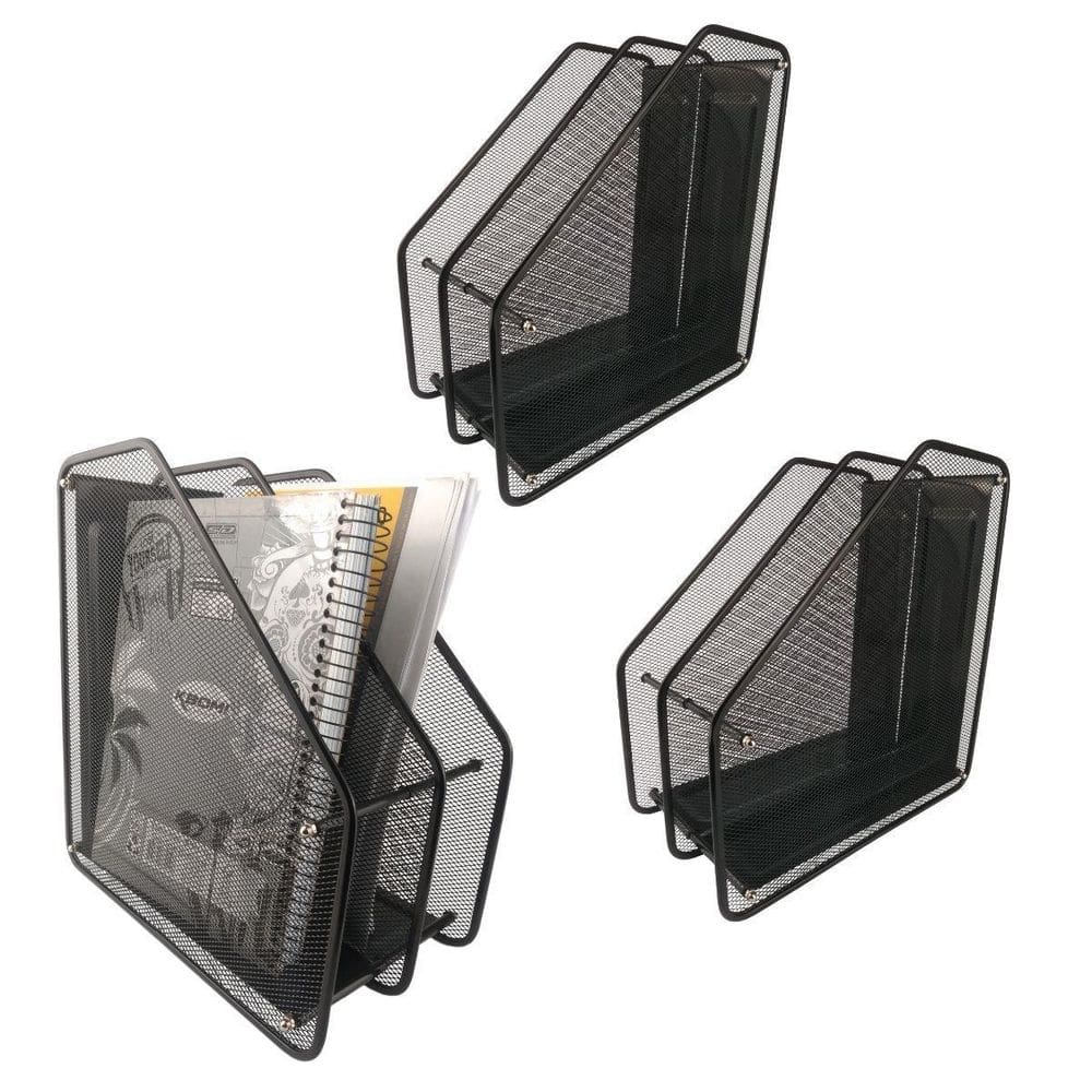 Porta Arquivo Duplo Pasta Organiza Revista Doc Preto Kit 3Un