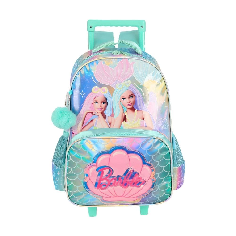 Mochila Escolar Rodinha Barbie Holográfica Ic41466 - Verde