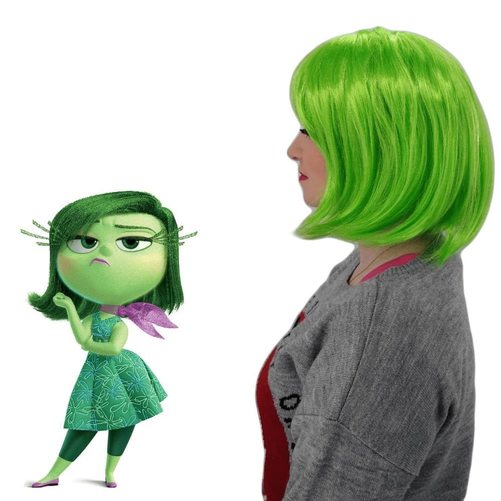 Peruca Curta Verde Cosplay Divertidamente Emoção Nojinho