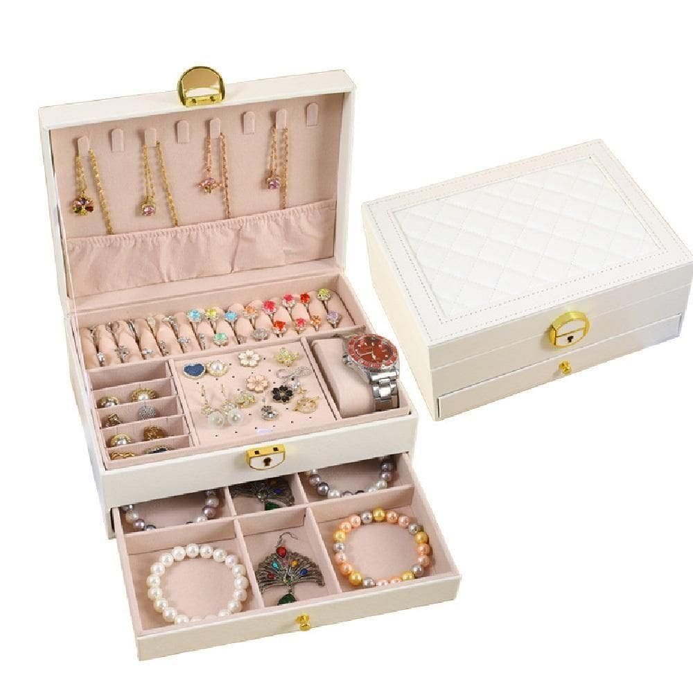 Maleta Organizador Joias Gaveta Portátil 2 Andares Brincos
