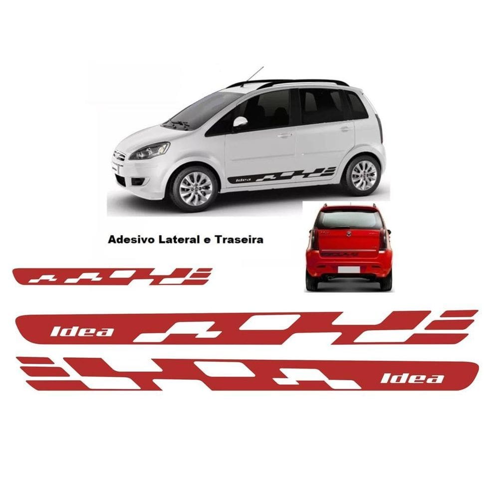 Adesivo Lateral e Traseira Fiat Idea Vermelho