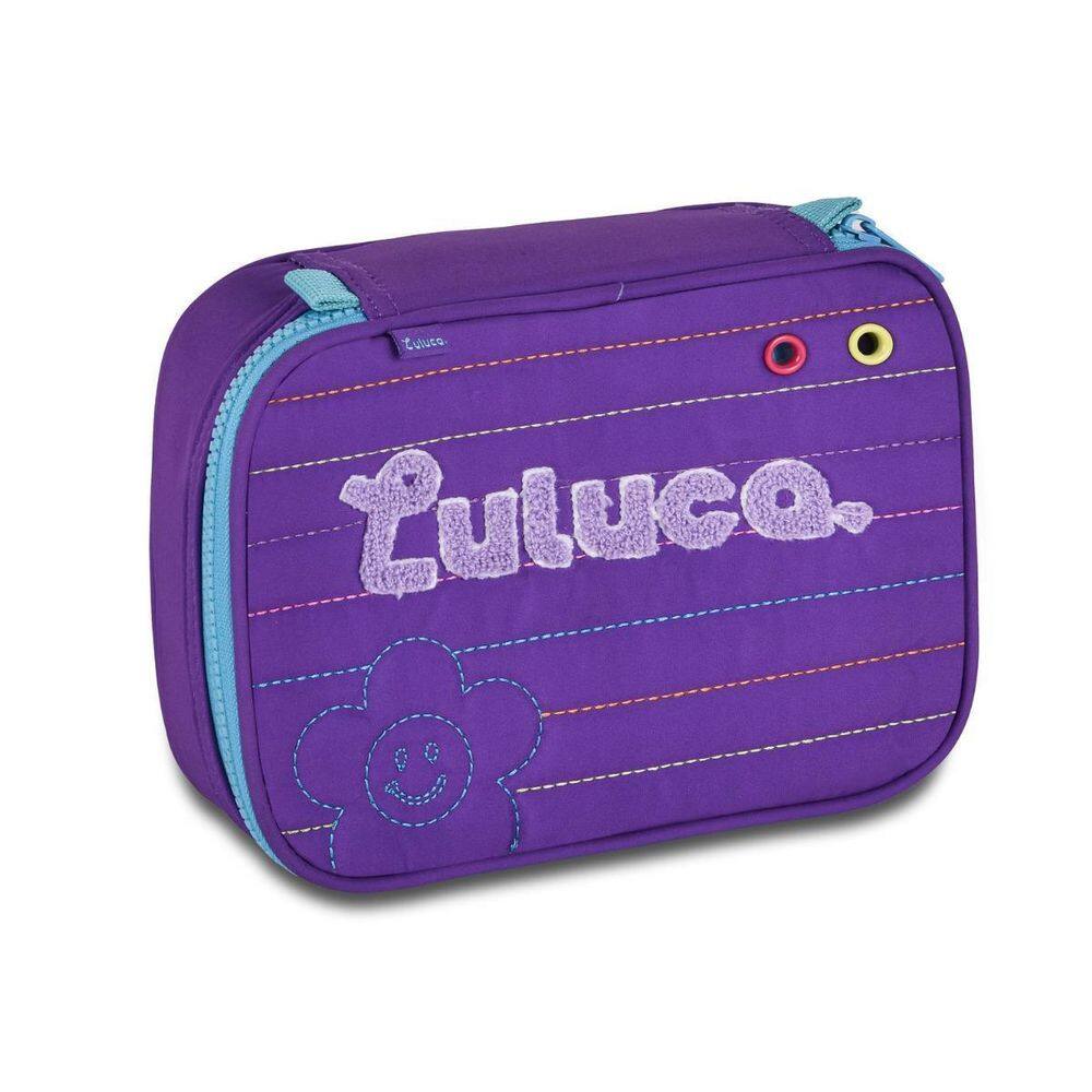 Estojo Box Luluca 36 Elásticos Juvenil Meninas Escolar-Roxo