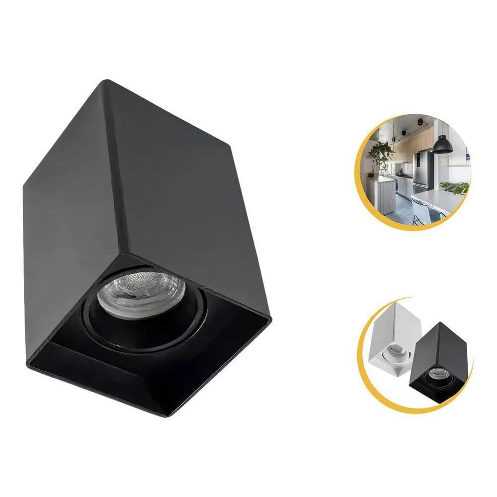 2X Spot Sobrepor Quadrat Quadrado 1X Mr16 24 Horas Cor P