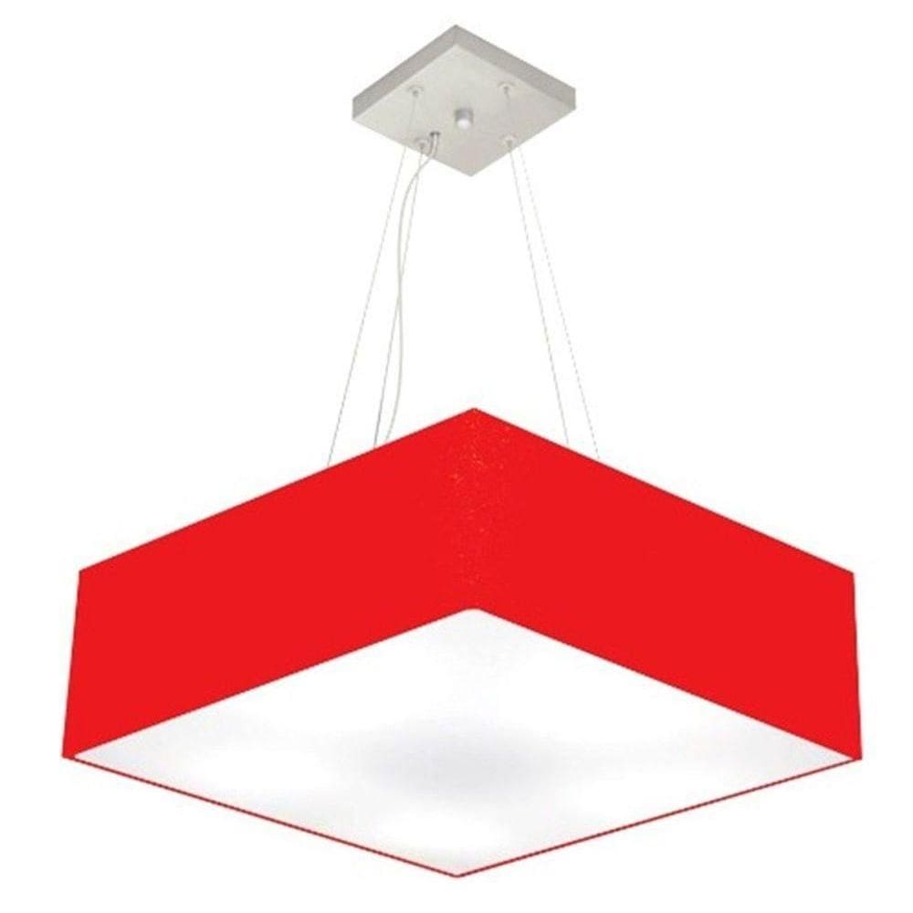 Lustre Pendente Quadrado Vivare Md-4032 Cúpula Em Tecido 15/50x50cm - Bivolt Vermelho 127/220v