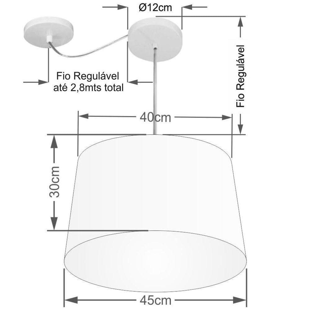 Lustre Pendente Cone Com Desvio Md-4277 Cúpula 30/40x45cm Palha - Bivolt