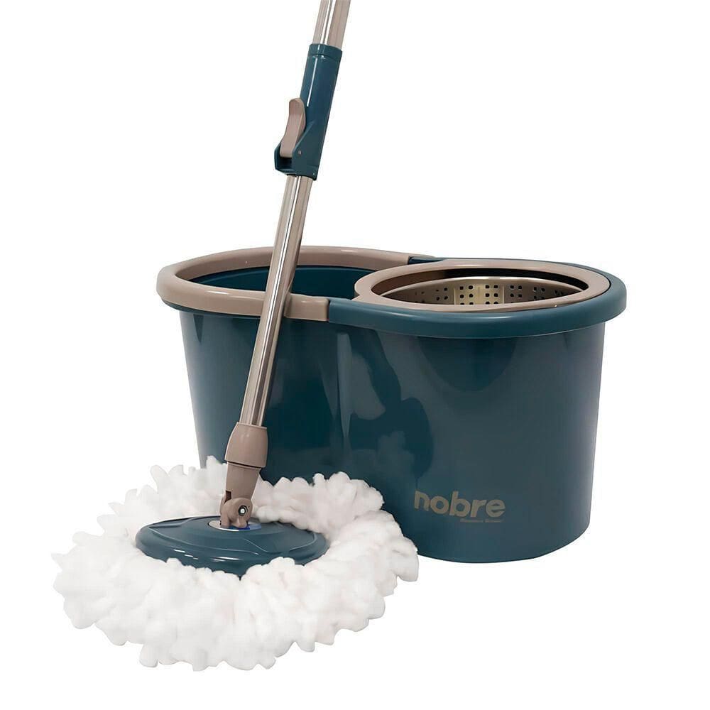 Kit Mop Rotatório Balde 13l Com Cesto Inox E 2 Refis