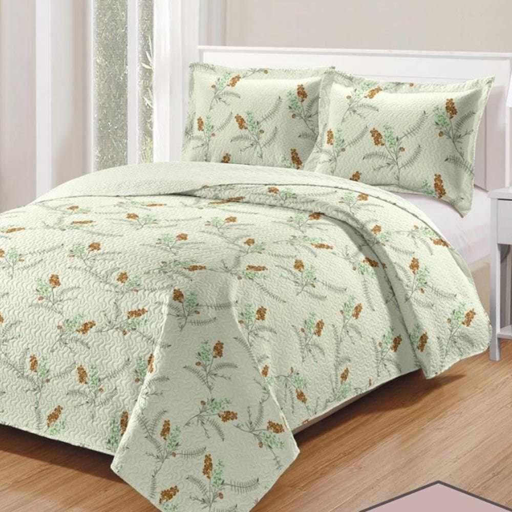 Kit Cobre Leito Colcha Daily Casal 3 Peças Dupla Face Estampado Floral - Floral 24 - 100% Poliéster