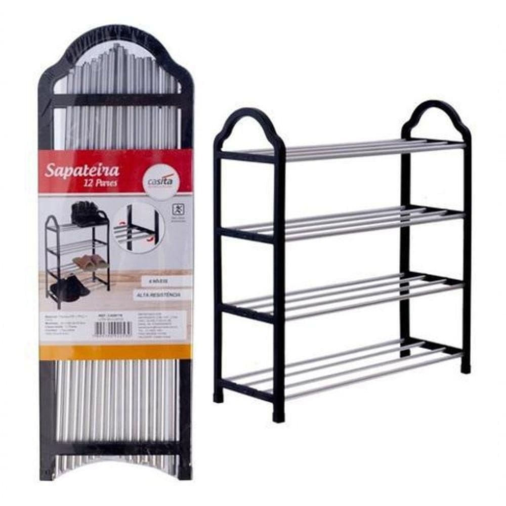 Kit 2 Un Sapateira Organizadora Desmontável 12 E 8 Pares Preto