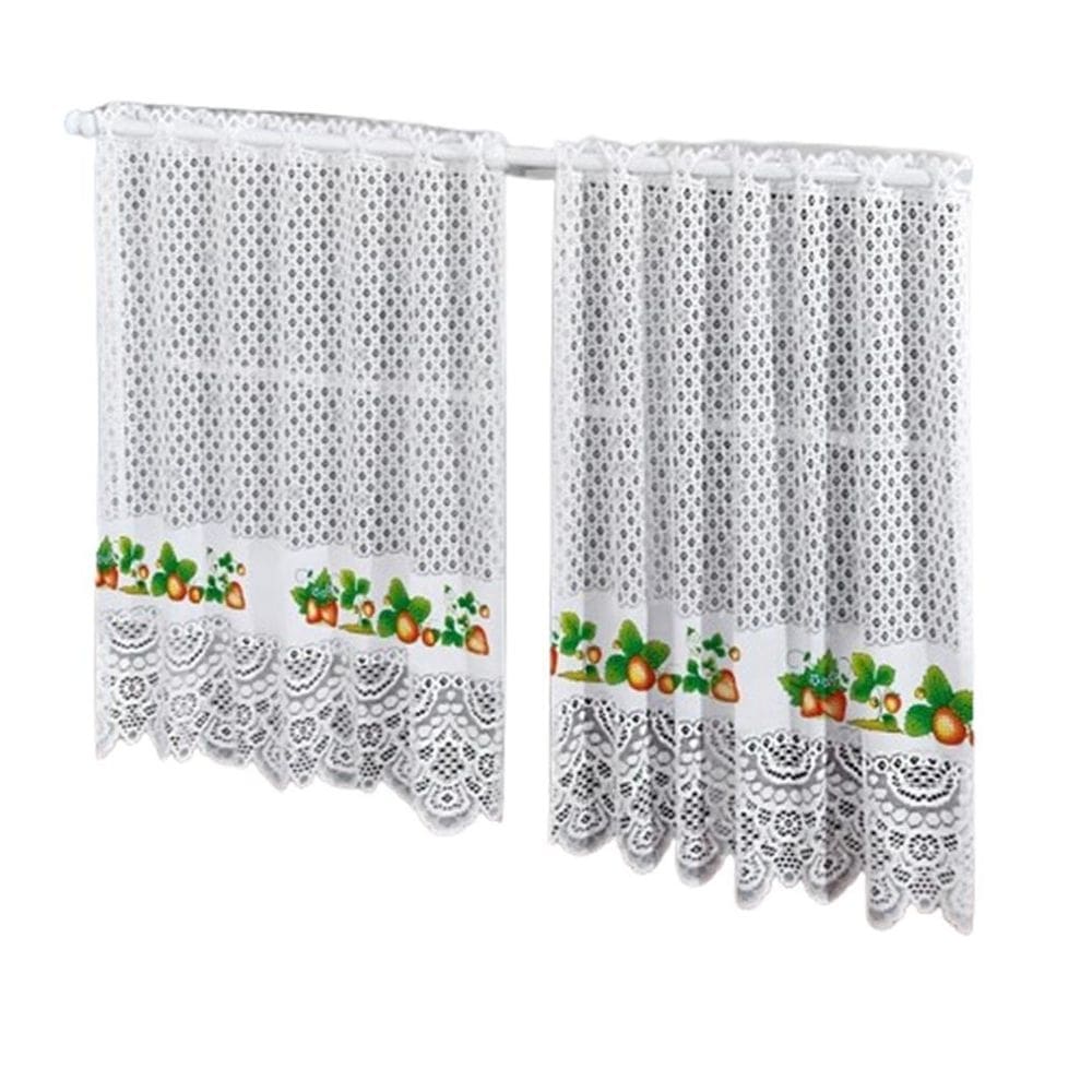 Cortina Pia Vitro Renda Cozinha Morango 1,60X0,80 Alt