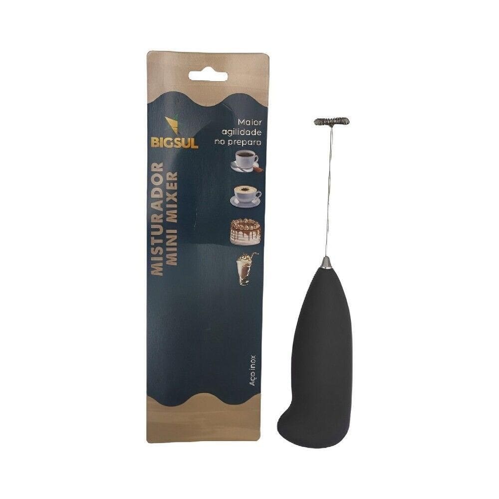 Mini Mixer Misturador De Bebidas Portátil Elétrico A Pilha Preto
