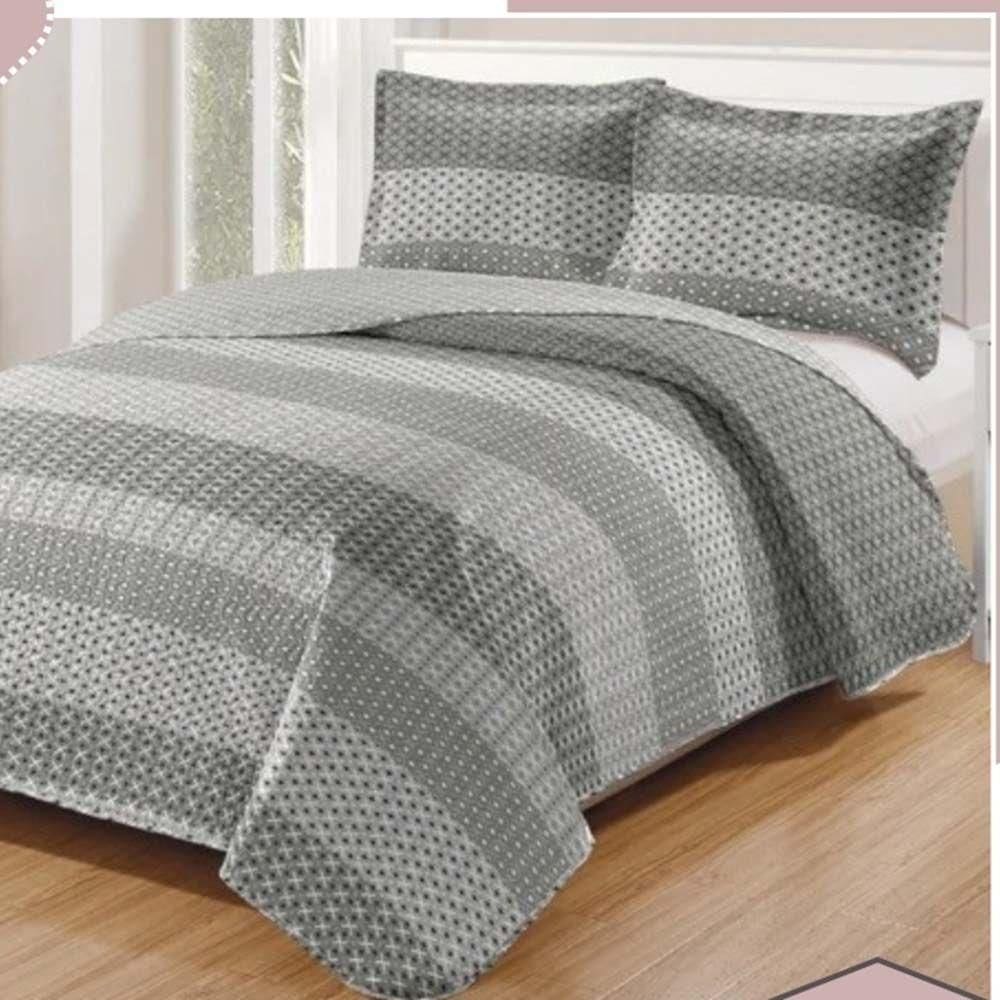 Kit Cobre Leito Colcha Daily King 3 Peças Dupla Face Estampado - Modelo 69 - 100% Poliéster