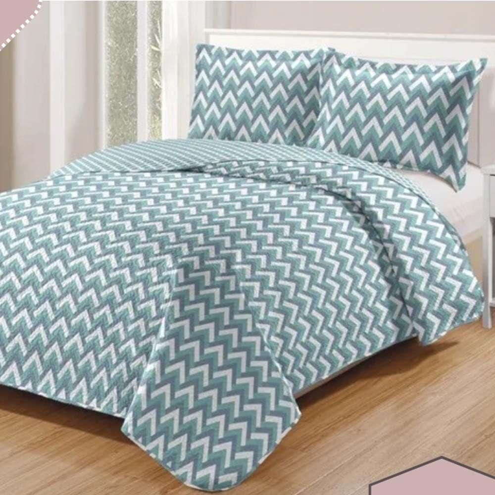 Kit Cobre Leito Colcha Daily King 3 Peças Dupla Face Estampado - Modelo 67 - 100% Poliéster