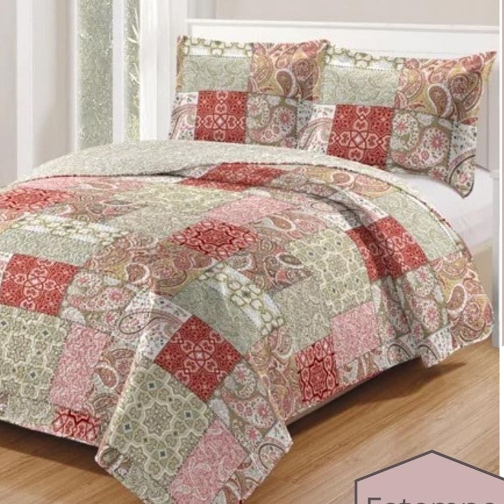 Kit Cobre Leito Colcha Daily Casal 3 Peças Dupla Face Estampado - Modelo 47 - 100% Poliéster