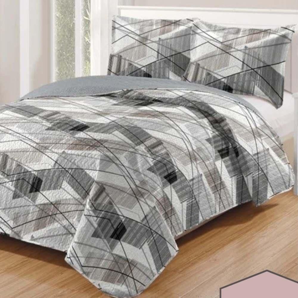 Kit Cobre Leito Colcha Daily Casal 3 Peças Dupla Face Estampado - Modelo 64 - 100% Poliéster