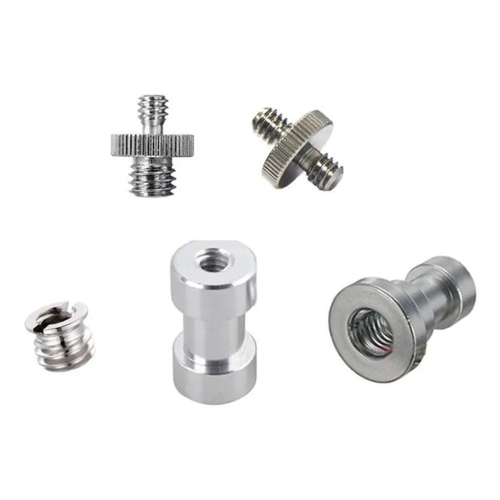 2X Kit Adaptador Rosca 1/4 3/8 Tripés Câmeras Luz - 5 Peças