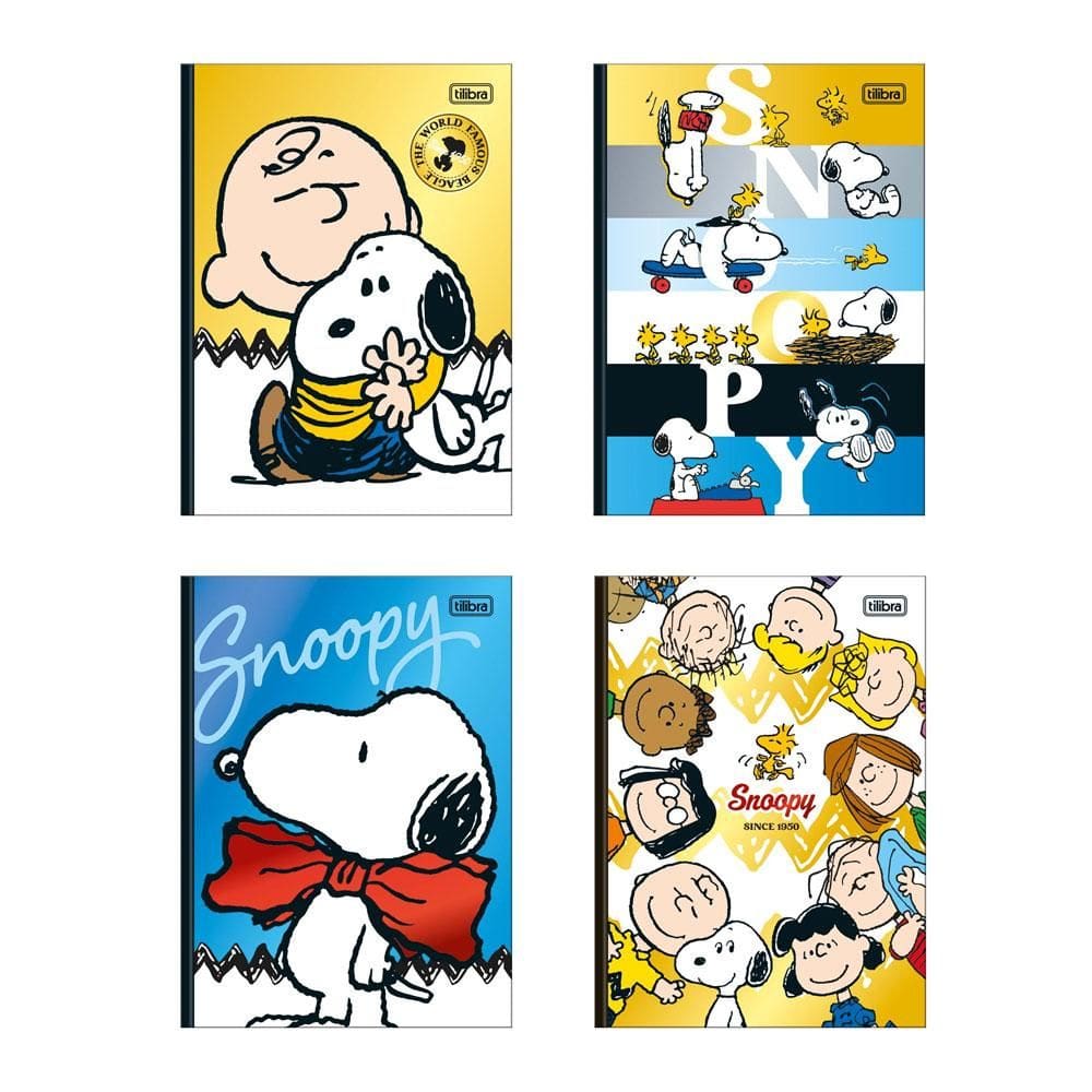 Caderno brochura colegial capa dura 1x1 80fls Snoopy Tilibra