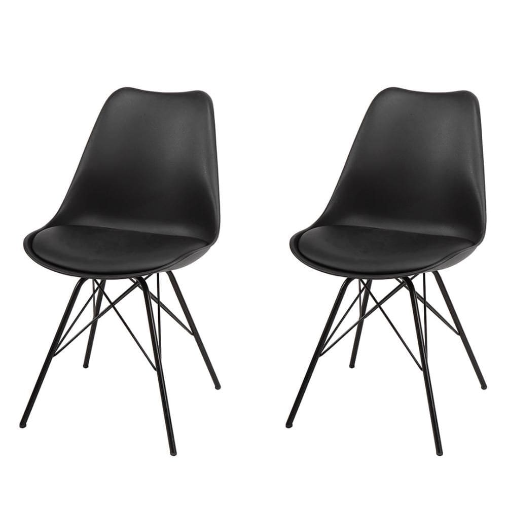 Kit 4 Cadeiras ANM6065F Eames Saarinen Joly Anima Office Polipropileno Preto Base Ferro Preto
