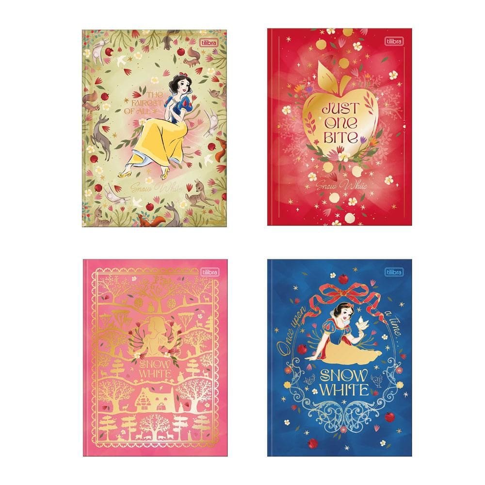 Caderno capa dura colegial 1x1 80fls Branca de Neve Tilibra