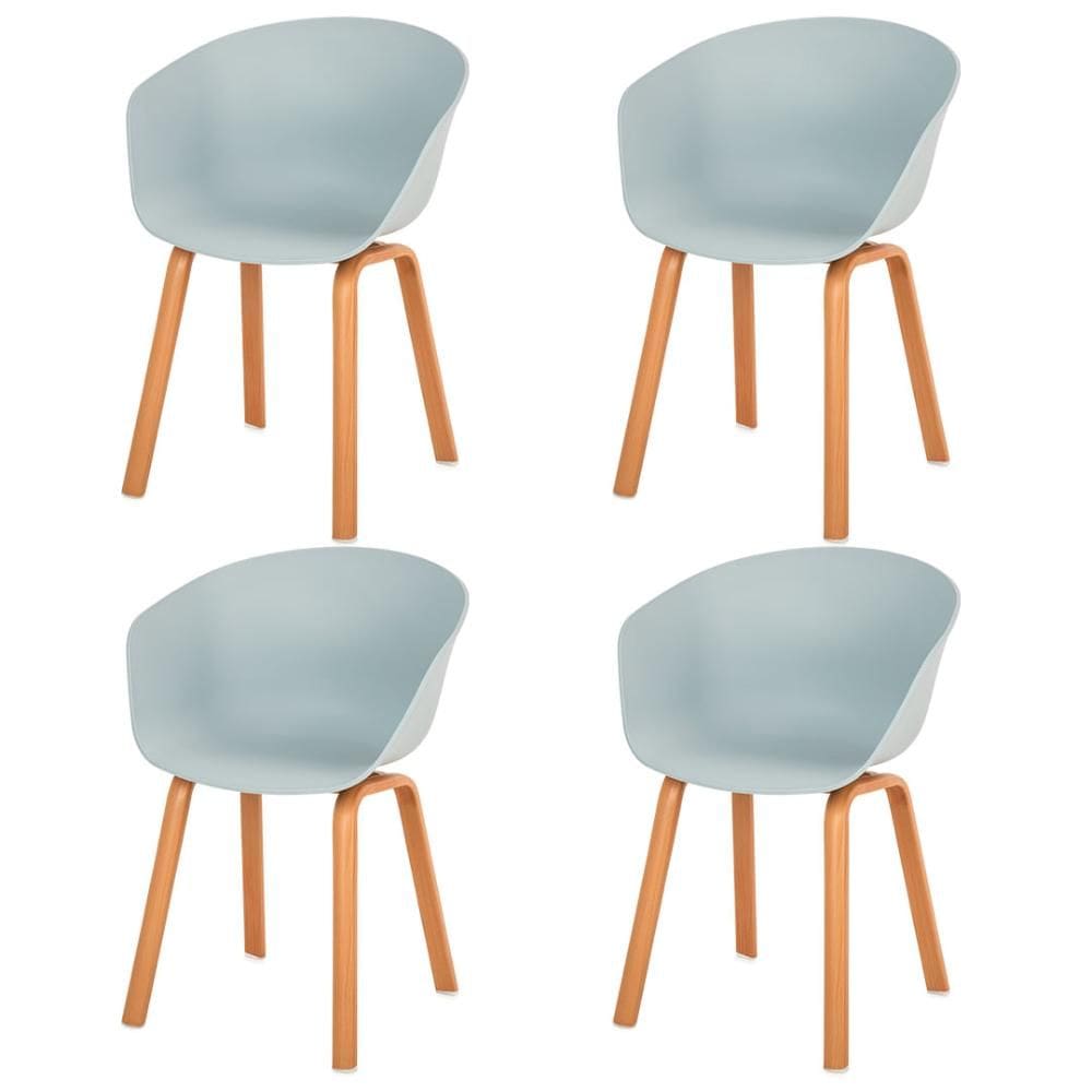 Kit 4 Cadeiras ANM8095F Toledo Anima Office Assento Polipropileno Cinza Base Aço Simulando Madeira